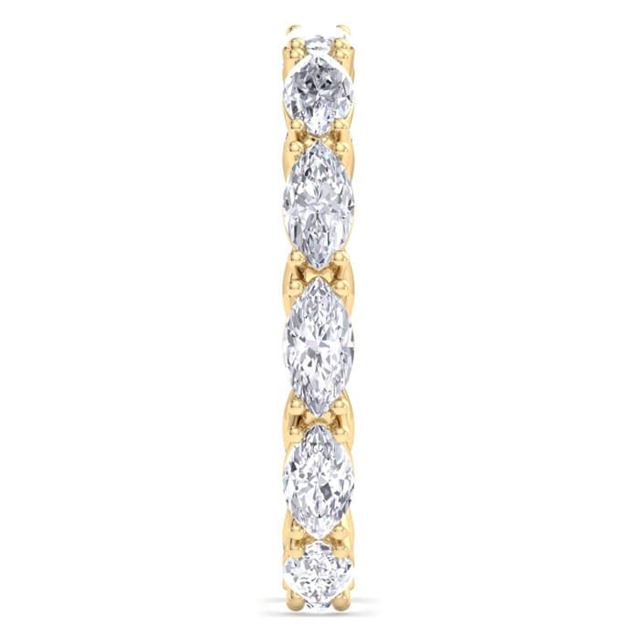 2 Carat Marquise Shape Lab Grown Diamond Eternity Ring In 14 Karat Yellow Gold, Ring Size 8