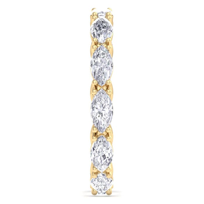 2 Carat Marquise Shape Lab Grown Diamond Eternity Ring In 14 Karat Yellow Gold, Ring Size 9
