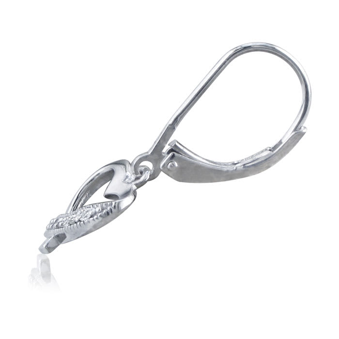 Diamond Heart Earrings in Sterling Silver
