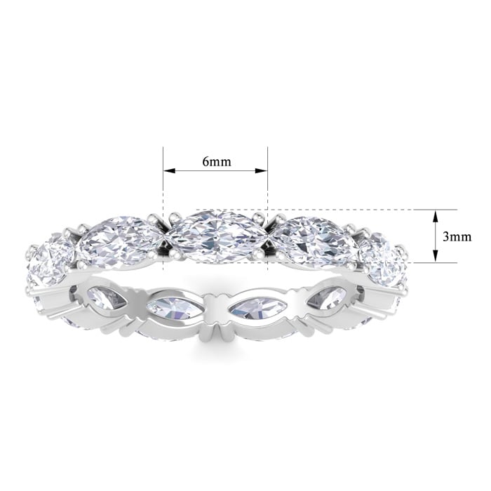 2 3/4 Carat Marquise Shape Lab Grown Diamond Eternity Ring In 14 Karat White Gold, Ring Size 7