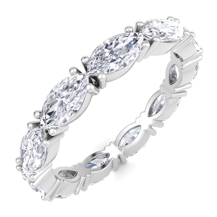 2 3/4 Carat Marquise Shape Lab Grown Diamond Eternity Ring In 14 Karat White Gold, Ring Size 8.5