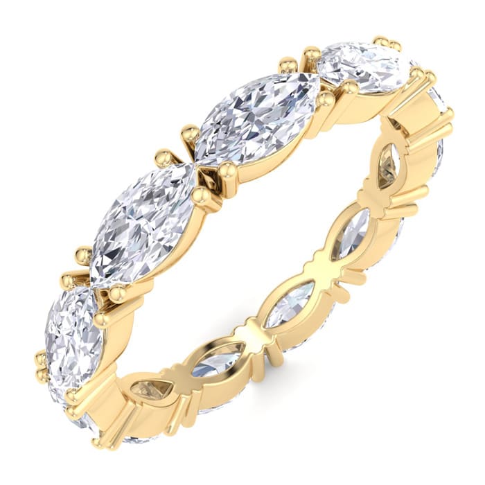 2 3/4 Carat Marquise Shape Lab Grown Diamond Eternity Ring In 14 Karat Yellow Gold, Ring Size 7
