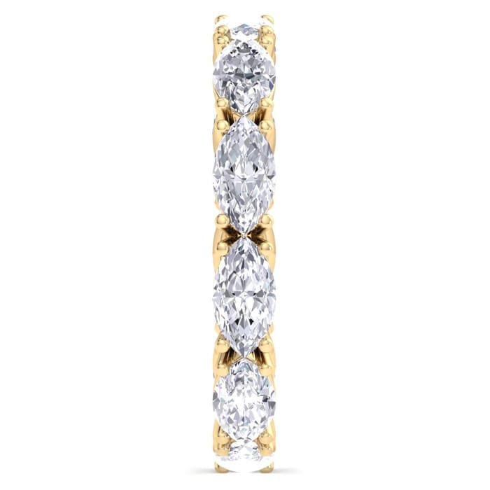 2 3/4 Carat Marquise Shape Lab Grown Diamond Eternity Ring In 14 Karat Yellow Gold, Ring Size 7