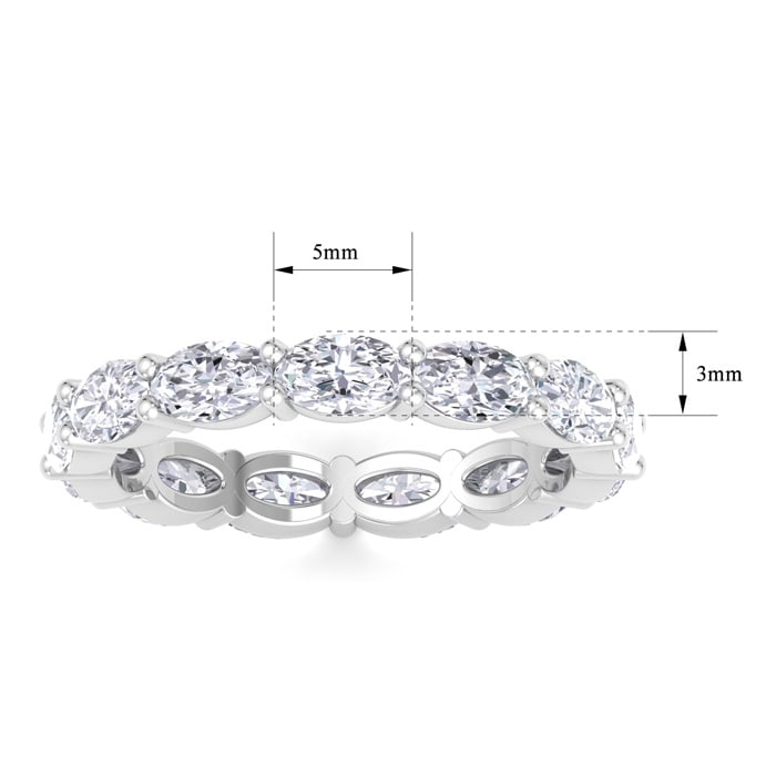2 1/2 Carat Oval Shape Lab Grown Diamond Eternity Ring In 14 Karat White Gold, Ring Size 6