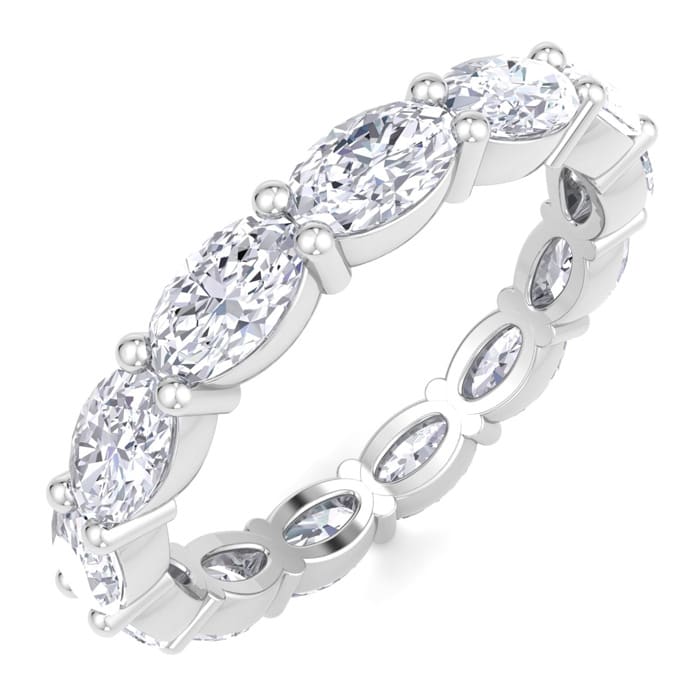 2 3/4 Carat Oval Shape Lab Grown Diamond Eternity Ring In 14 Karat White Gold, Ring Size 8.5