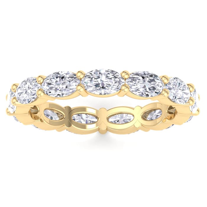 2 1/2 Carat Oval Shape Lab Grown Diamond Eternity Ring In 14 Karat Yellow Gold, Ring Size 7