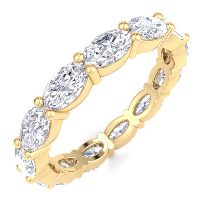 2 1/2 Carat Oval Shape Lab Grown Diamond Eternity Ring In 14 Karat Yellow Gold, Ring Size 7
