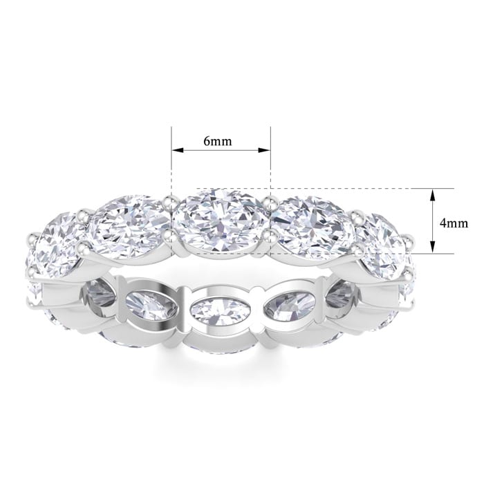 4 1/2 Carat Oval Shape Lab Grown Diamond Eternity Ring In 14 Karat White Gold, Ring Size 6