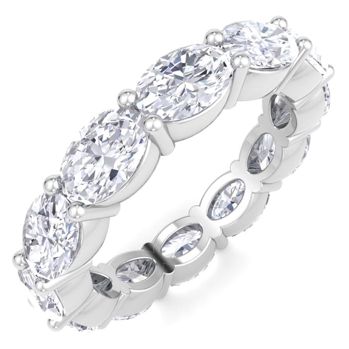 4 3/4 Carat Oval Shape Lab Grown Diamond Eternity Ring In 14 Karat White Gold, Ring Size 7