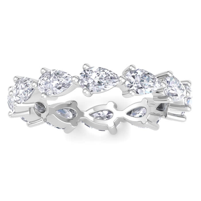 2 3/4 Carat Pear Shape Lab Grown Diamond Eternity Ring In 14 Karat White Gold, Ring Size 6