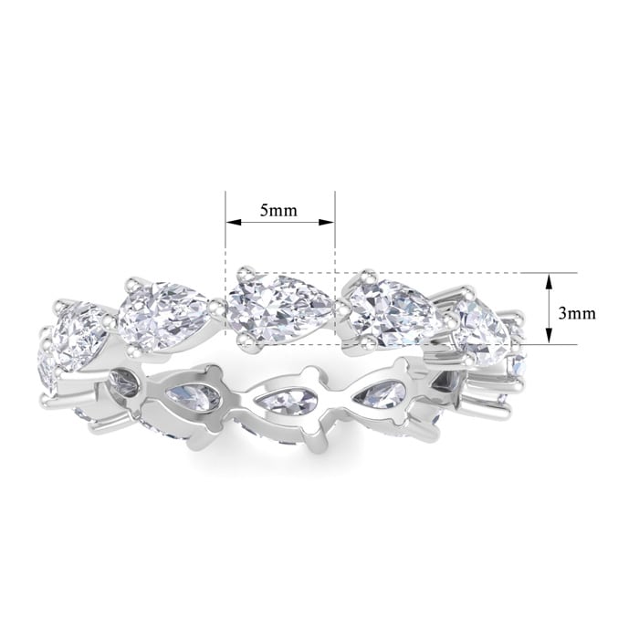 2 3/4 Carat Pear Shape Lab Grown Diamond Eternity Ring In 14 Karat White Gold, Ring Size 6