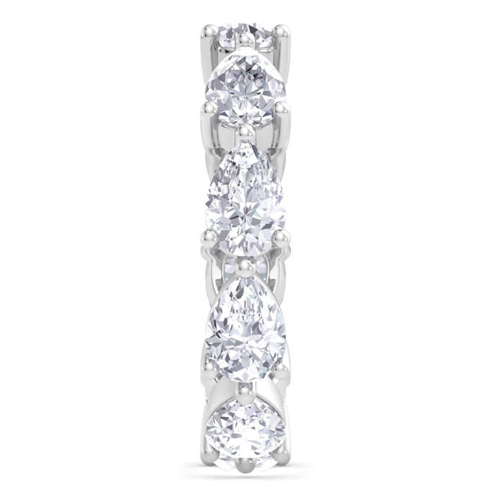 4 1/2 Carat Pear Shape Lab Grown Diamond Eternity Ring In 14 Karat White Gold, Ring Size 8.5