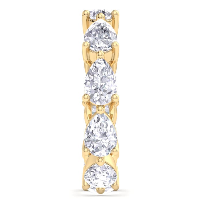 4 Carat Pear Shape Lab Grown Diamond Eternity Ring In 14 Karat Yellow Gold, Ring Size 6.5