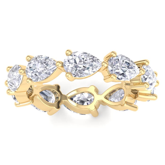 4 1/2 Carat Pear Shape Lab Grown Diamond Eternity Ring In 14 Karat Yellow Gold, Ring Size 8.5