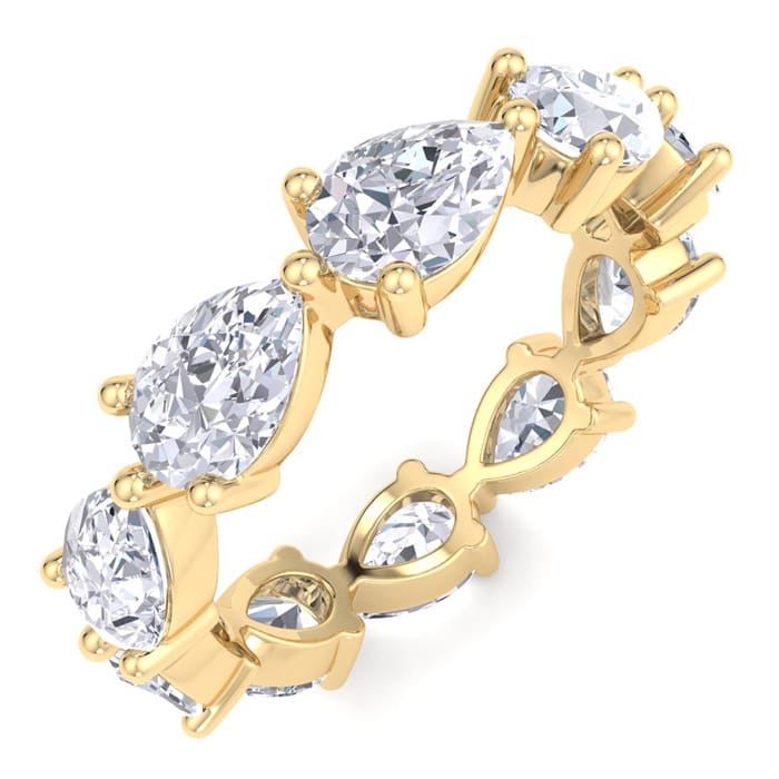 4 1/2 Carat Pear Shape Lab Grown Diamond Eternity Ring In 14 Karat Yellow Gold, Ring Size 8.5