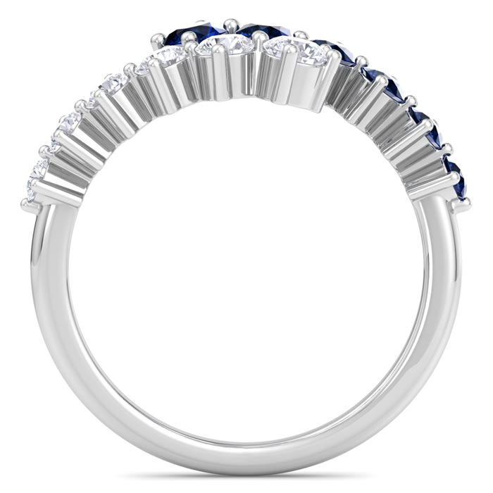 1 Carat Lab Grown Diamond and Sapphire Wrap Ring In 14 Karat White Gold