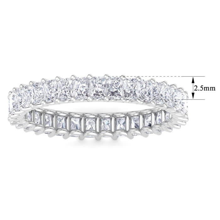 2 1/3 Carat Princess Cut Lab Grown Diamond Eternity Ring In 14 Karat White Gold, Ring Size 4
