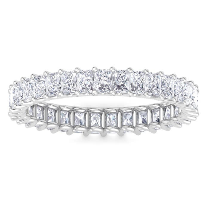 2 1/2 Carat Princess Cut Lab Grown Diamond Eternity Ring In 14 Karat White Gold, Ring Size 6