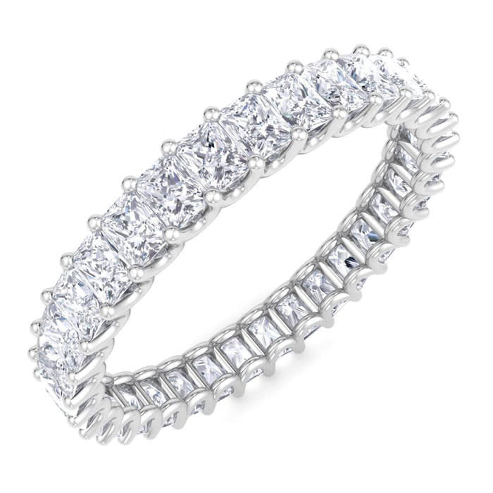 2 1/2 Carat Princess Cut Lab Grown Diamond Eternity Ring In 14 Karat White Gold, Ring Size 6
