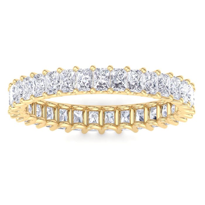 2 1/2 Carat Princess Cut Lab Grown Diamond Eternity Ring In 14 Karat Yellow Gold, Ring Size 6