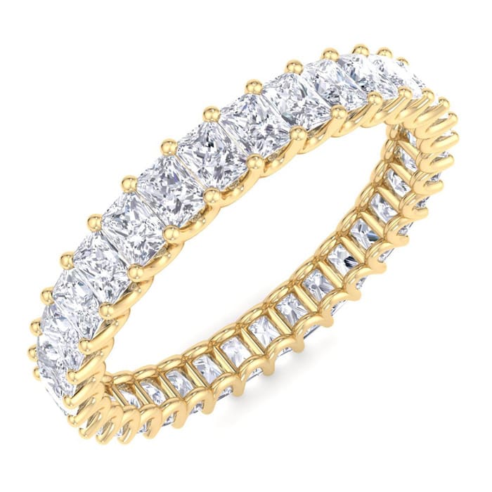 2 1/2 Carat Princess Cut Lab Grown Diamond Eternity Ring In 14 Karat Yellow Gold, Ring Size 6
