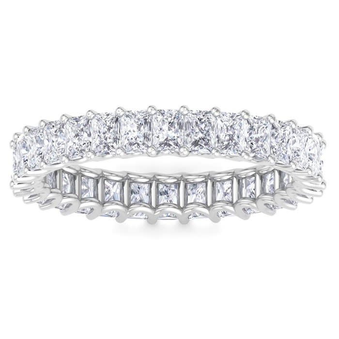3 1/3 Carat Princess Cut Lab Grown Diamond Eternity Ring In 14 Karat White Gold, Ring Size 5