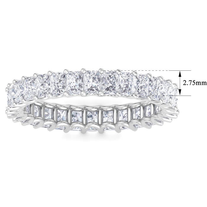 3 3/4 Carat Princess Cut Lab Grown Diamond Eternity Ring In 14 Karat White Gold, Ring Size 9