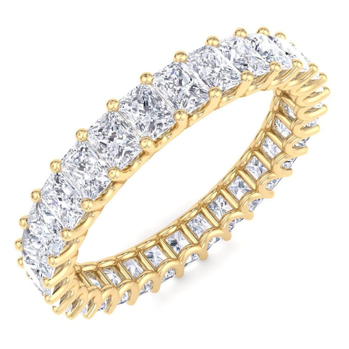 3.15 Carat Princess Cut Lab Grown Diamond Eternity Ring In 14 Karat Yellow Gold, Ring Size 4.5
