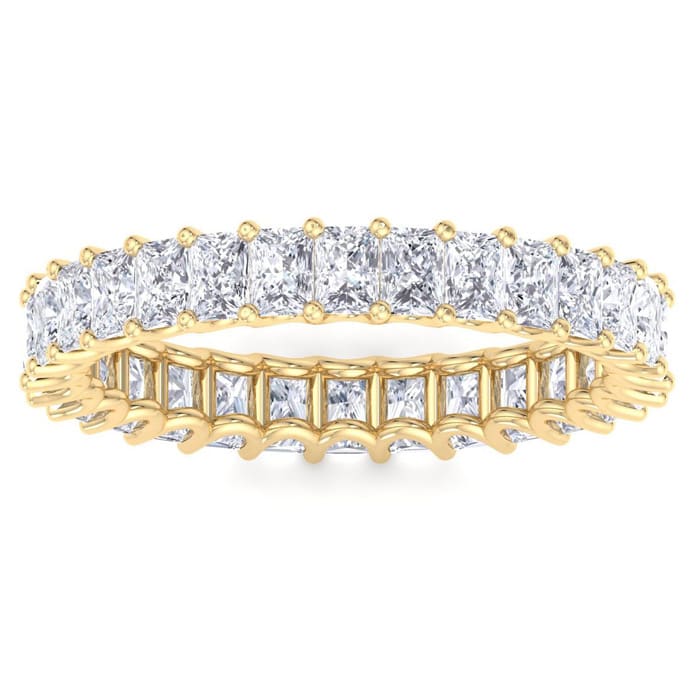 3 3/4 Carat Princess Cut Lab Grown Diamond Eternity Ring In 14 Karat Yellow Gold, Ring Size 8