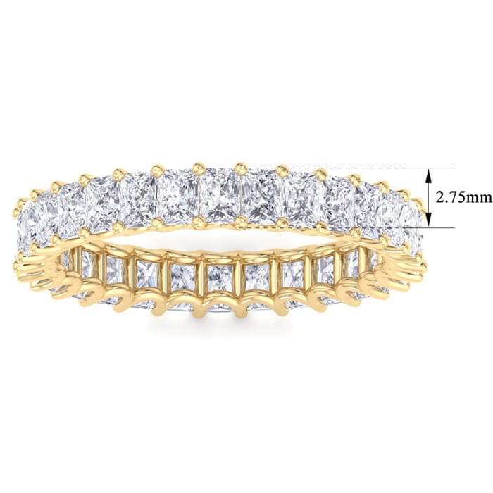 3 3/4 Carat Princess Cut Lab Grown Diamond Eternity Ring In 14 Karat Yellow Gold, Ring Size 8