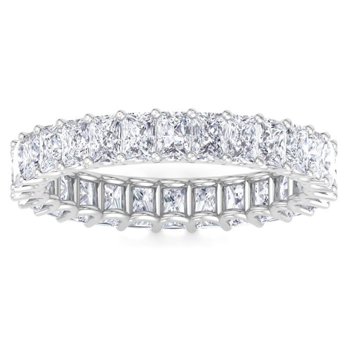 4.60 Carat Princess Cut Lab Grown Diamond Eternity Ring In 14 Karat White Gold, Ring Size 8.5