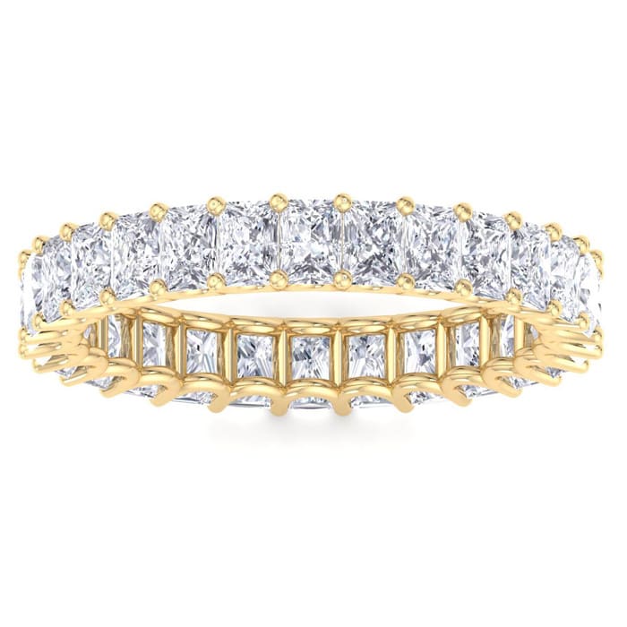 4 Carat Princess Cut Lab Grown Diamond Eternity Ring In 14 Karat Yellow Gold, Ring Size 4