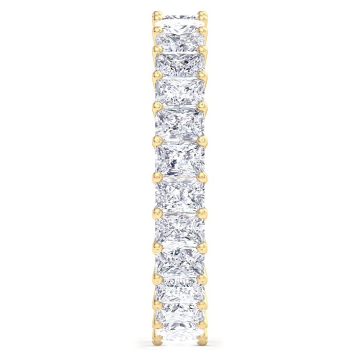 4.60 Carat Princess Cut Lab Grown Diamond Eternity Ring In 14 Karat Yellow Gold, Ring Size 8.5