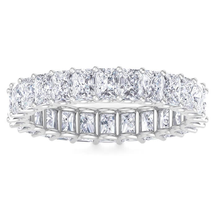 4 3/4 Carat Princess Cut Lab Grown Diamond Eternity Ring In 14 Karat White Gold, Ring Size 4.5