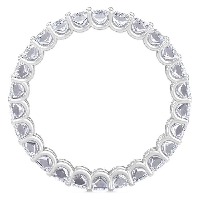 5 1/4 Carat Princess Cut Lab Grown Diamond Eternity Ring In 14 Karat White Gold, Ring Size 7