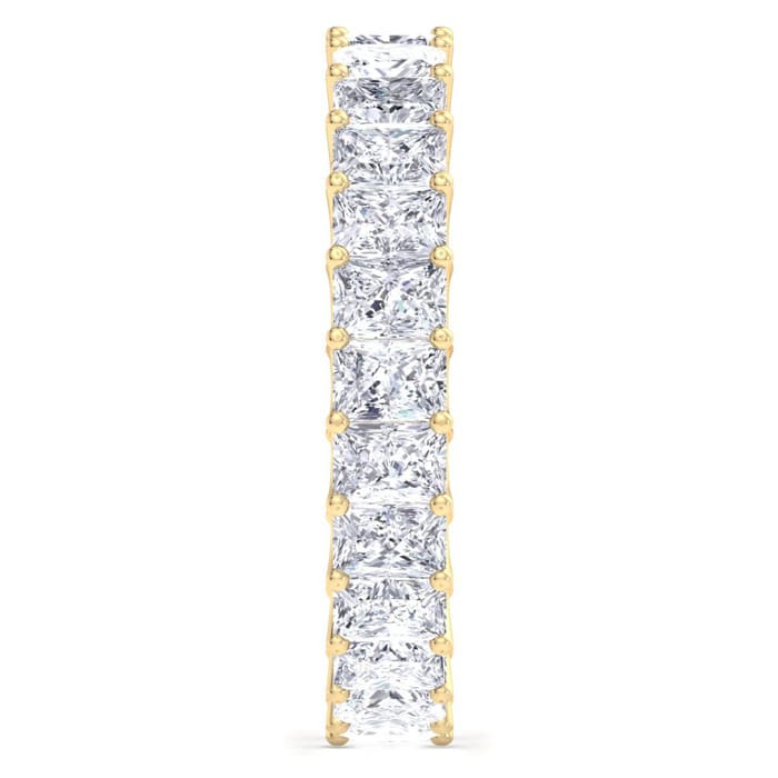 5 1/4 Carat Princess Cut Lab Grown Diamond Eternity Ring In 14 Karat Yellow Gold, Ring Size 7