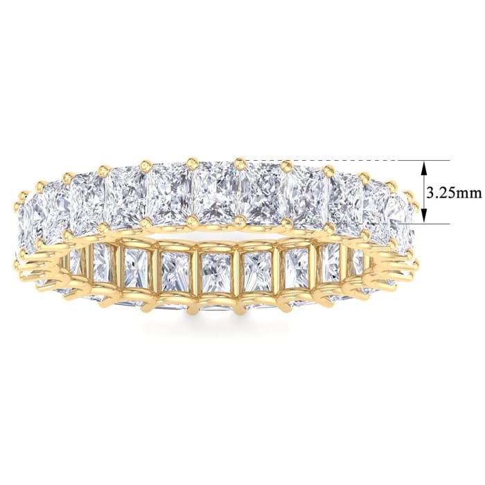 5 1/4 Carat Princess Cut Lab Grown Diamond Eternity Ring In 14 Karat Yellow Gold, Ring Size 7