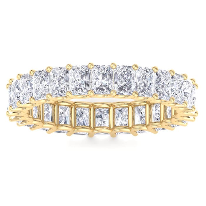 5 1/4 Carat Princess Cut Lab Grown Diamond Eternity Ring In 14 Karat Yellow Gold, Ring Size 7.5