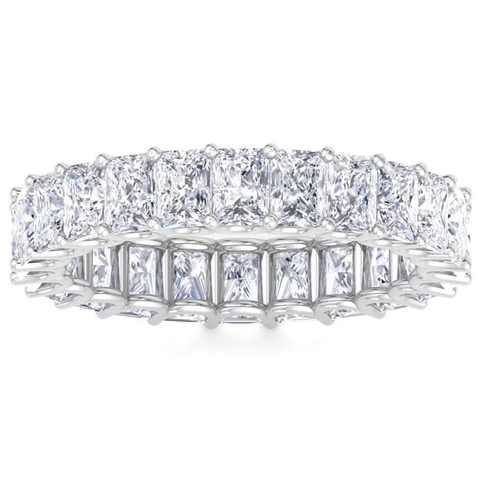6.60 Carat Princess Cut Lab Grown Diamond Eternity Ring In 14 Karat White Gold, Ring Size 7