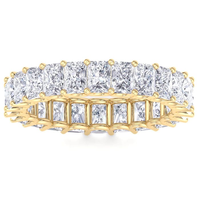 6.60 Carat Princess Cut Lab Grown Diamond Eternity Ring In 14 Karat Yellow Gold, Ring Size 8