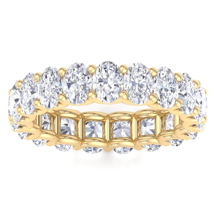 5 1/2 Carat Oval Shape Lab Grown Diamond Eternity Ring In 14 Karat Yellow Gold, Ring Size 8