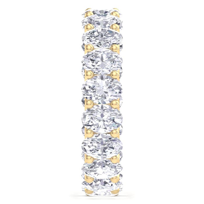 5 1/2 Carat Oval Shape Lab Grown Diamond Eternity Ring In 14 Karat Yellow Gold, Ring Size 8