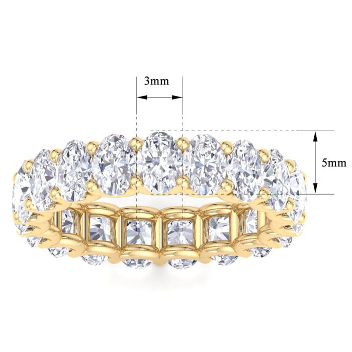 5 1/2 Carat Oval Shape Lab Grown Diamond Eternity Ring In 14 Karat Yellow Gold, Ring Size 8