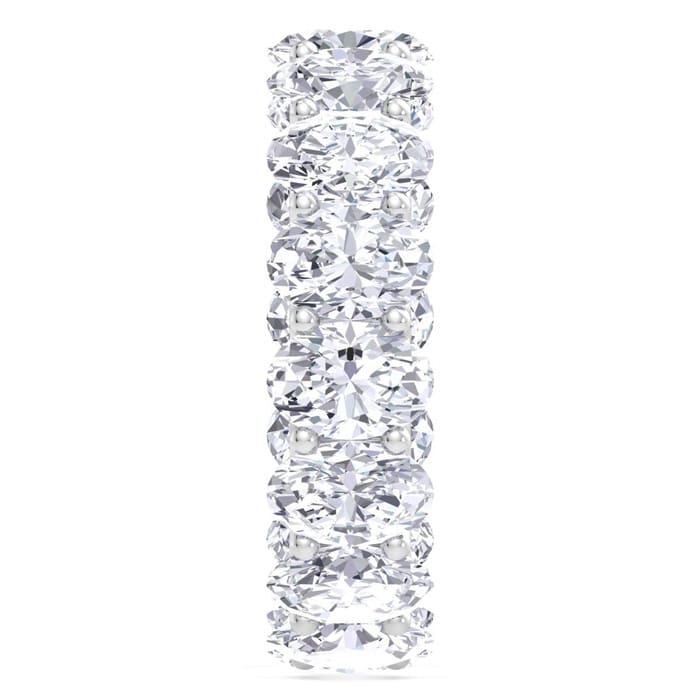 8 Carat Oval Shape Lab Grown Diamond Eternity Ring In 14 Karat White Gold, Ring Size 4.5
