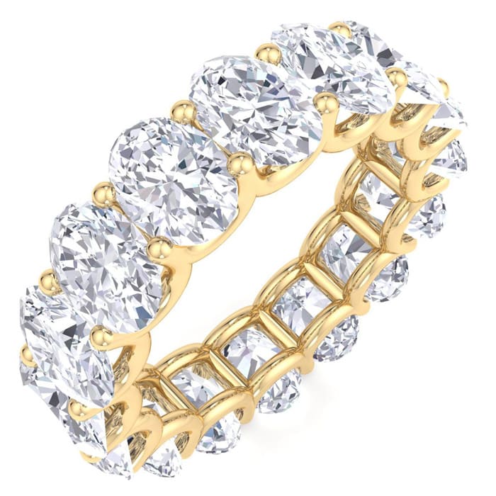 9 Carat Oval Shape Lab Grown Diamond Eternity Ring In 14 Karat Yellow Gold, Ring Size 7.5