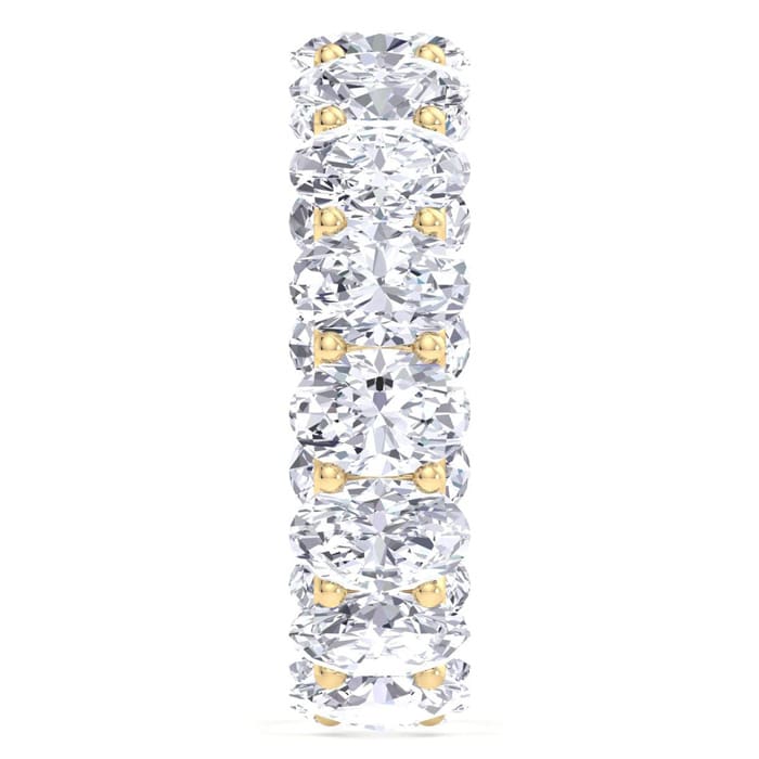 9 Carat Oval Shape Lab Grown Diamond Eternity Ring In 14 Karat Yellow Gold, Ring Size 7.5