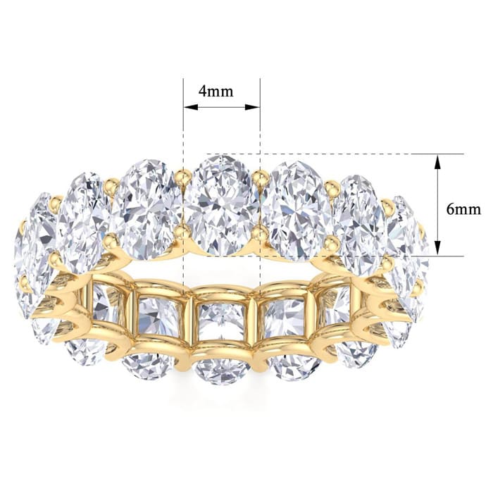 9 Carat Oval Shape Lab Grown Diamond Eternity Ring In 14 Karat Yellow Gold, Ring Size 7.5