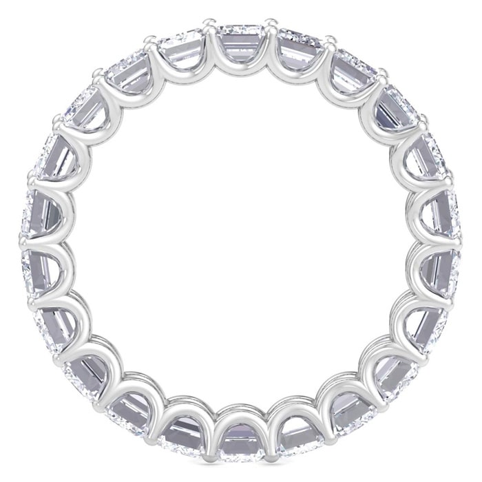 4 3/4 Carat Emerald Cut Lab Grown Diamond Eternity Ring In 14 Karat White Gold, Ring Size 4