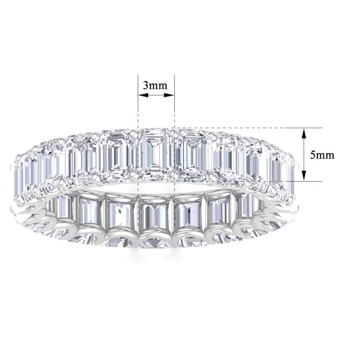 4 3/4 Carat Emerald Cut Lab Grown Diamond Eternity Ring In 14 Karat White Gold, Ring Size 4