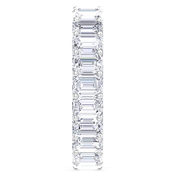 5 1/4 Carat Emerald Cut Lab Grown Diamond Eternity Ring In 14 Karat White Gold, Ring Size 6.5